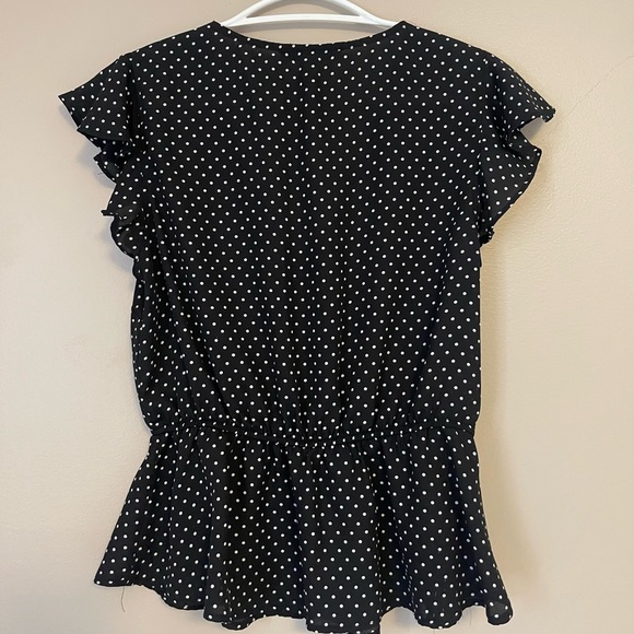 ruched polka dot babydoll blouse tee - Picture 5 of 5